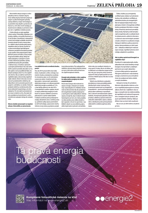 Energie 2 ako stabilný dodávateľ elektriny a plynu už 10 rokov | článok od Energie 2 v Hospodárskych novinách